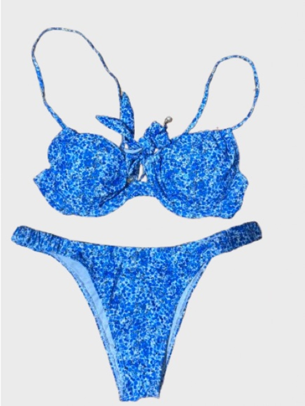 NWOT Amazon Blue Floral Bikini Two-Piece Swimsuit
